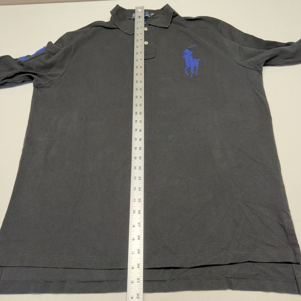 Polo Ralph Lauren Big Pony Long Sleeve Polo Shirt‎ Black With Blue Pony Men's XL - Picture 10 of 11